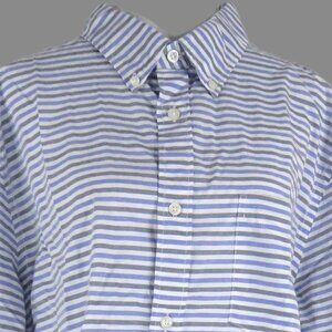 NWT Gap Lived-In Men's Long Sleeve Blue & White Gray Dress Shirt Size XL (C1976)